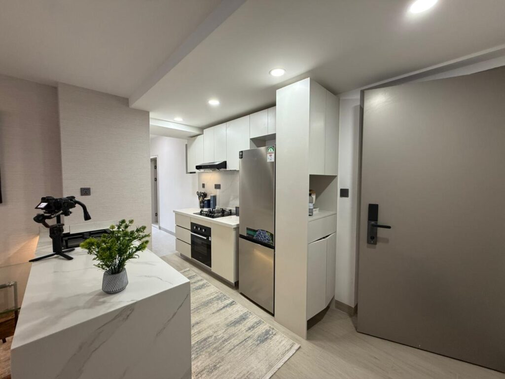 Kitchen at Two Bedroom Apartment near Hyatt Regency Hotel