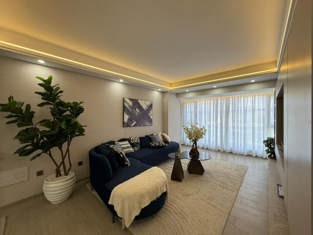 Living Area at Two Bedroom Apartment near Hyatt Regency Hotel