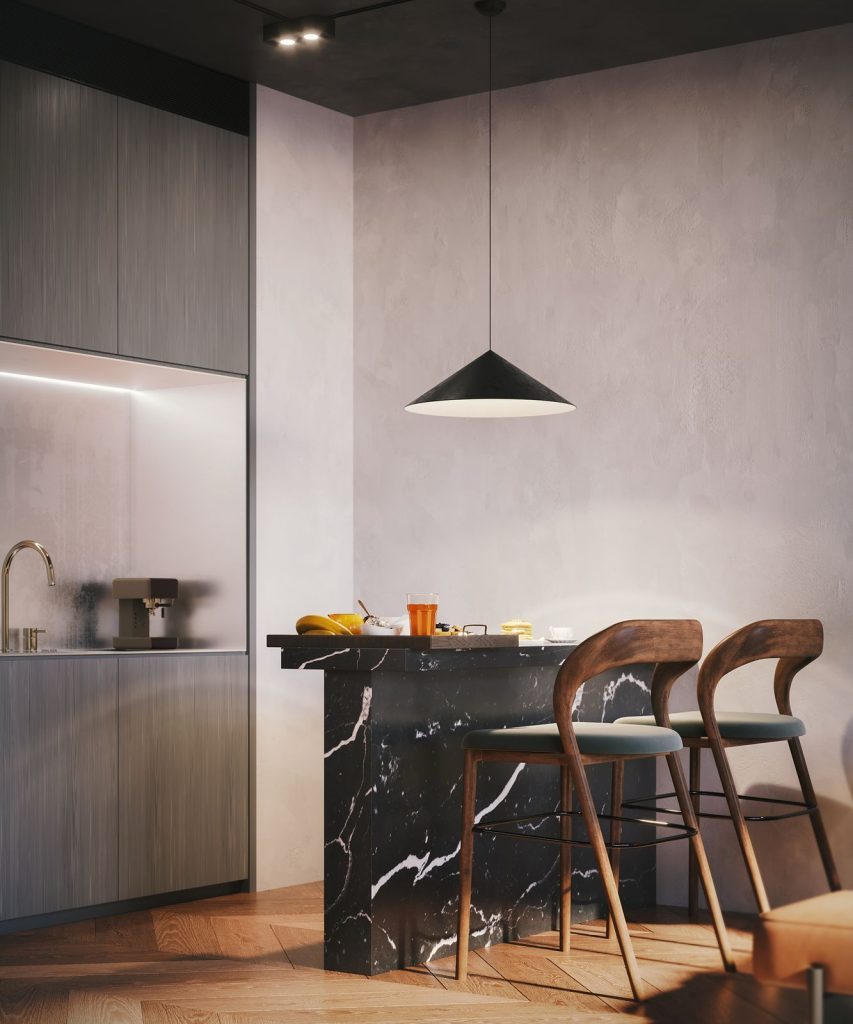 An island kitchen at jabali towers