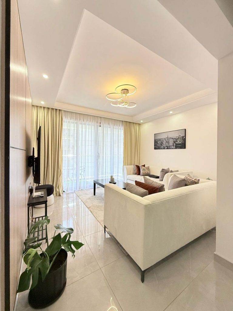 backside of the couches view from the kitchen at Furnished Apartment near Netherlands Embassy