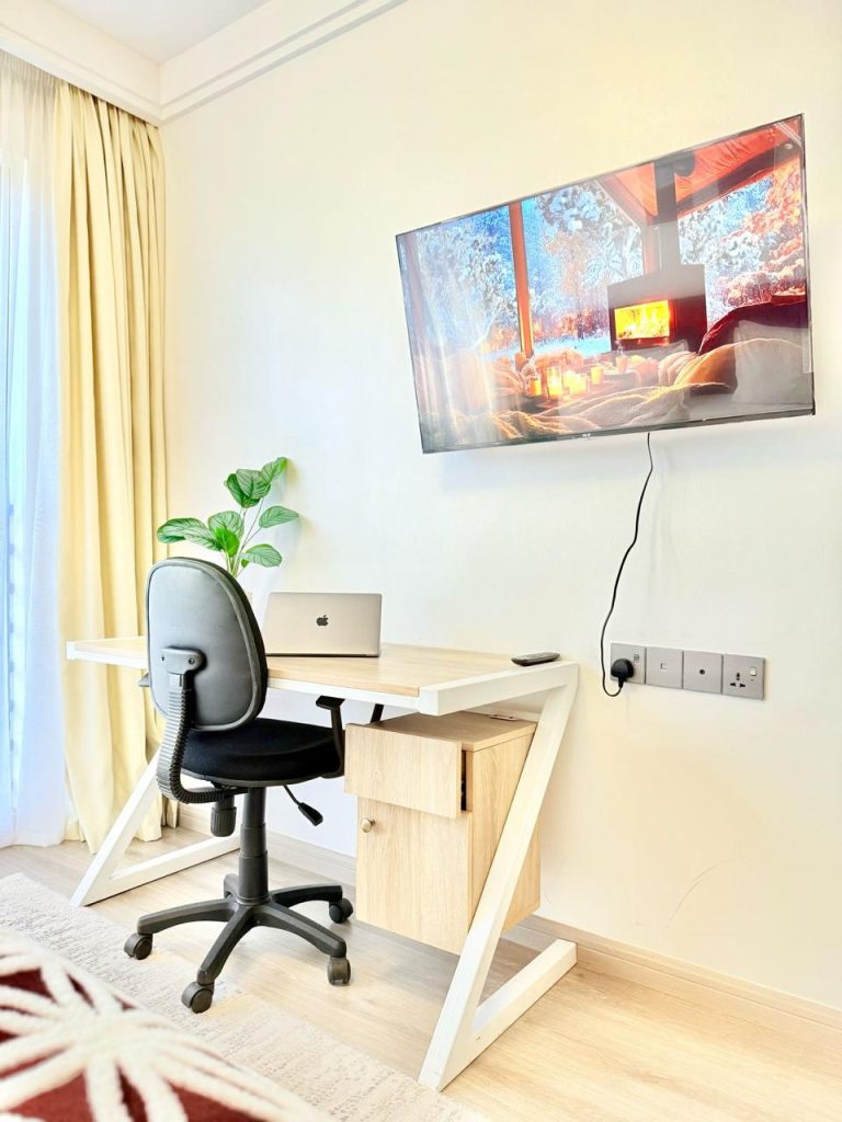 A study desk at Furnished Apartment near Netherlands Embassy