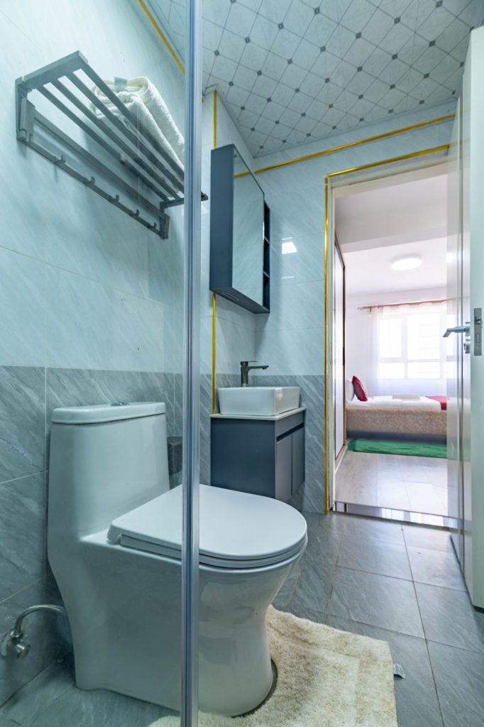 master bedroom bathroom at 3 bedroom furnished apartment in Nairobi