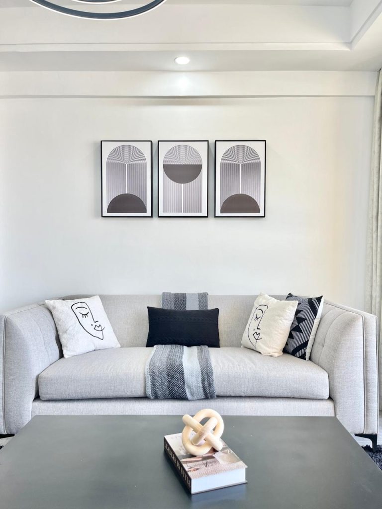 An elegant couch at the Two Bedroom Furnished Apartment for rent in Nairobi