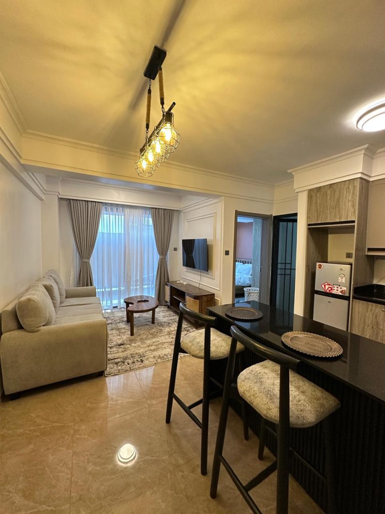 classy lounge of the Serviced 1 Bedroom Apartment In Kilimani