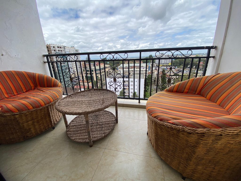 balcony with seats at Kilimani Furnished 2 Bedroom Apartment with Heated Pool