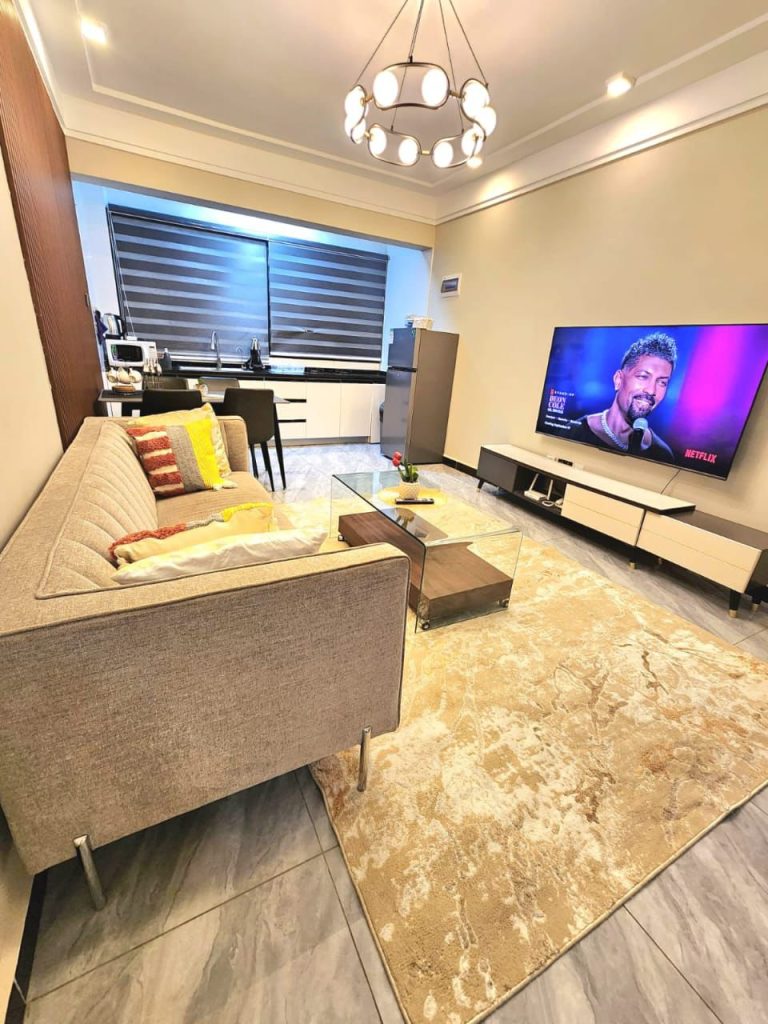 the living room of Luxury 1 bedroom apartment near Yaya Kilimani