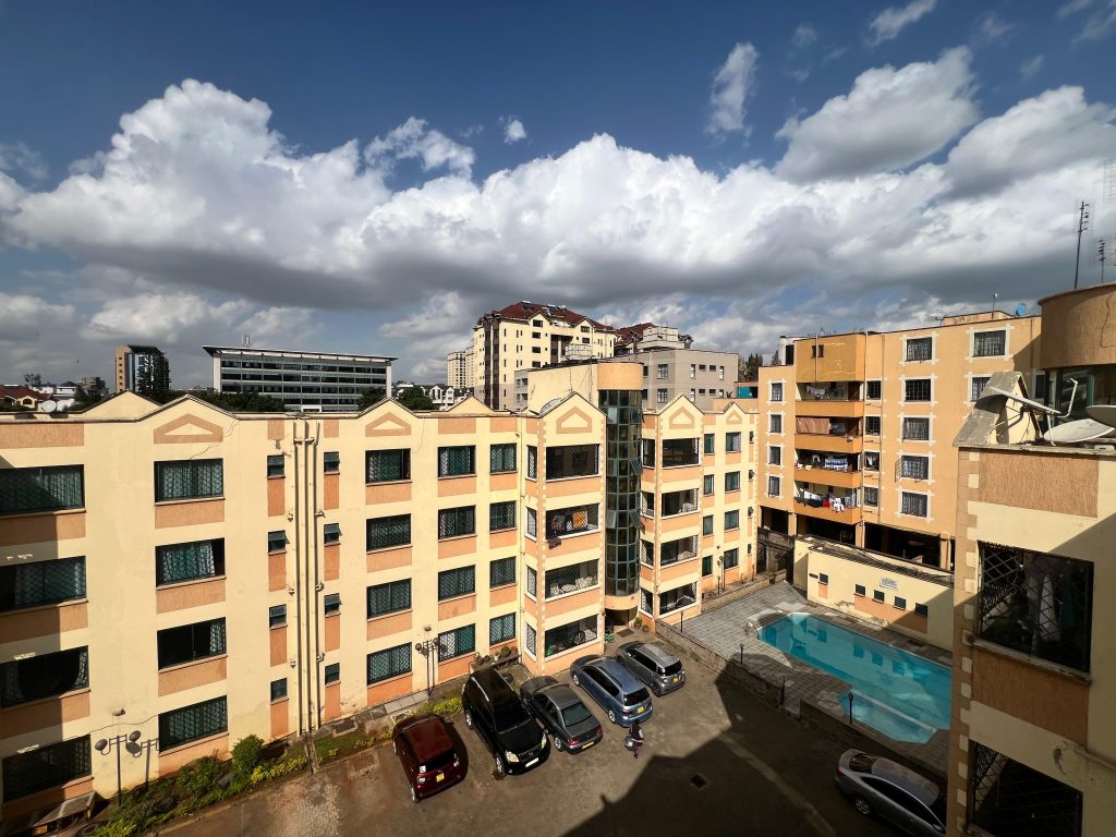 the exterior building of the White Oak Park Apartments in Kilimani