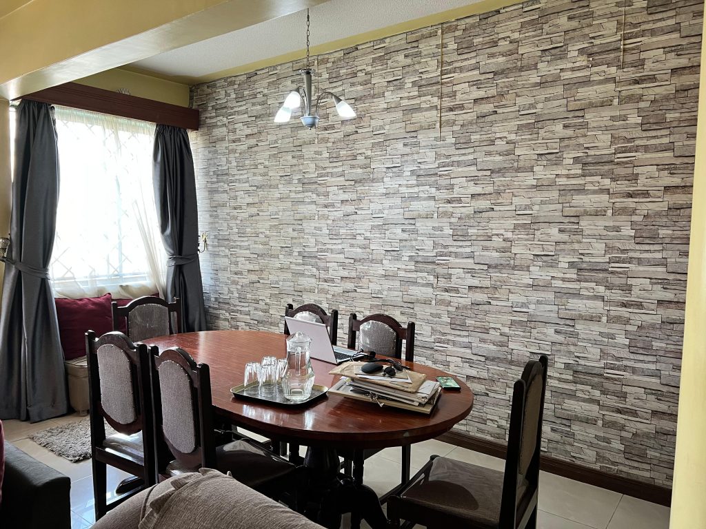 the dining area of the 3 bedroom apartment at White Oak Park Apartments in Kilimani,