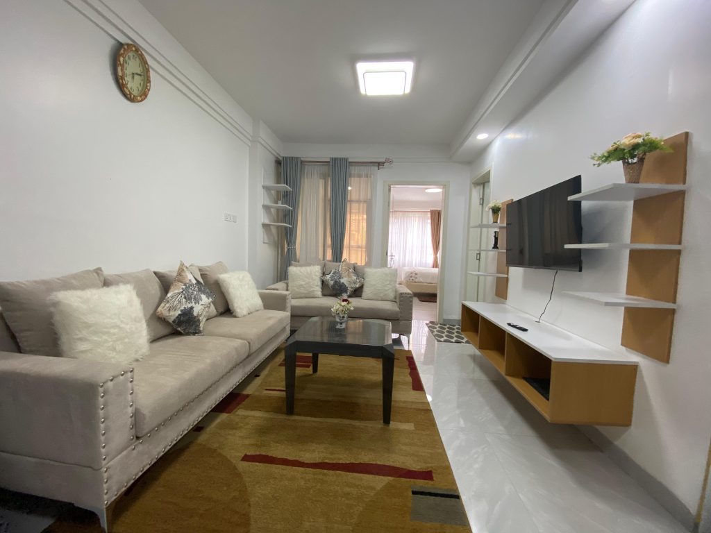 living room of the Fully Furnished Rental Apartment in Kilimani Nairobi