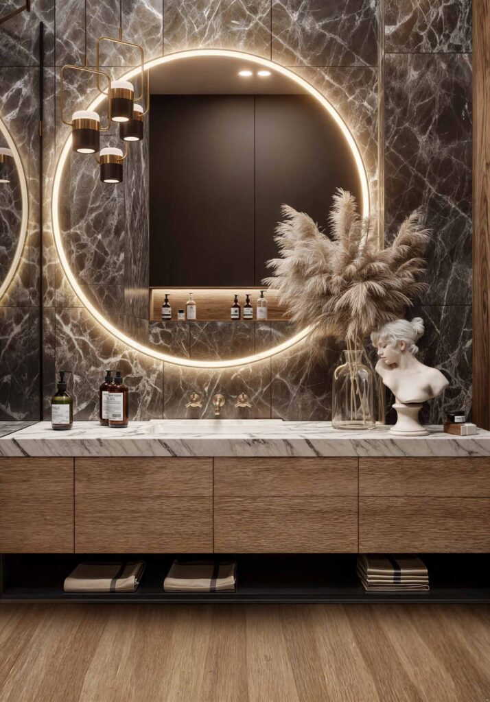 a mirror and a sink at Five Bedroom Villas in Lavington off Isaac Gathanju Road