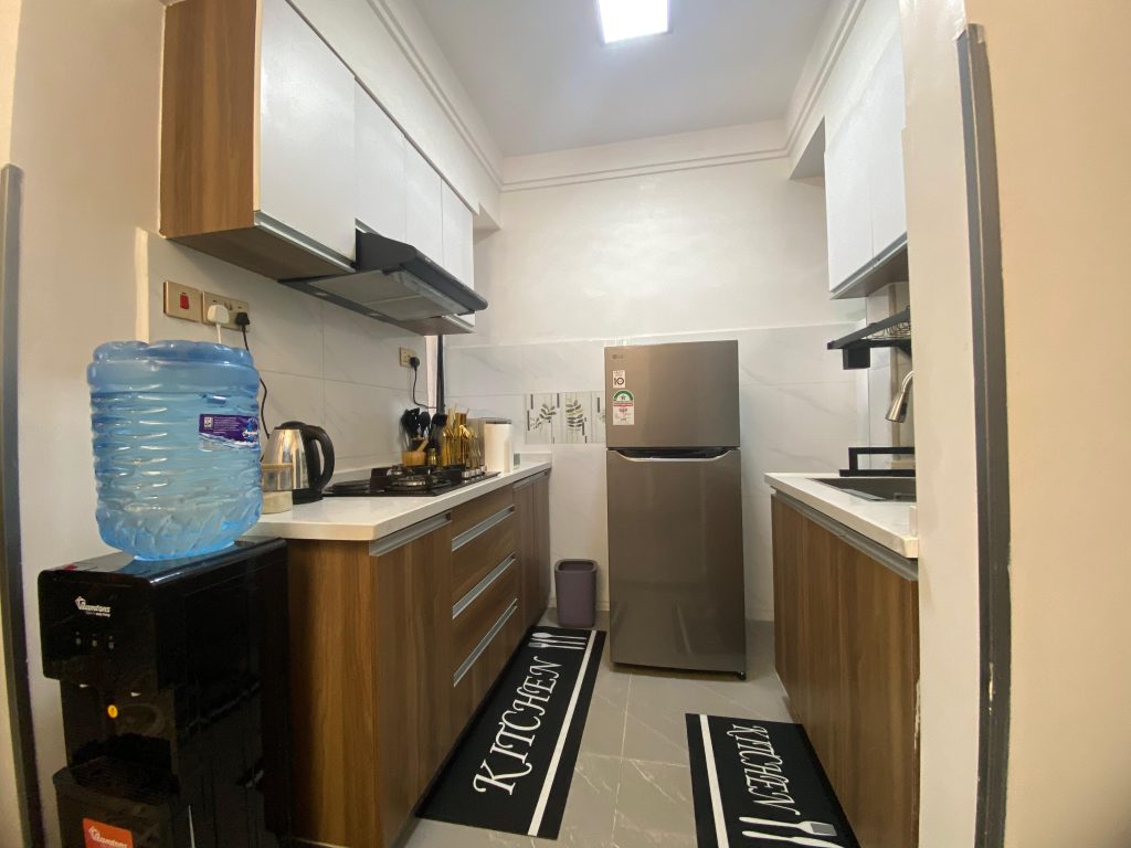 Fitted kitchen at Serviced apartment in Lavington
