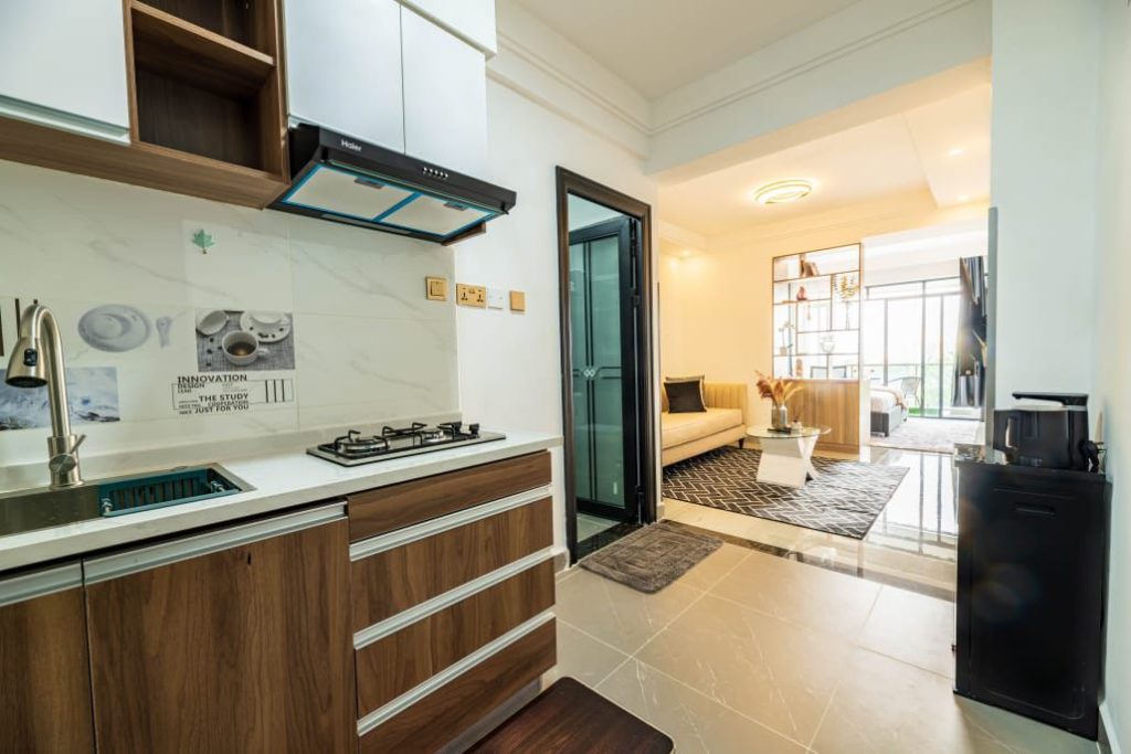 the lounge view from the kitchen at Furnished Studio Apartment in Lavington