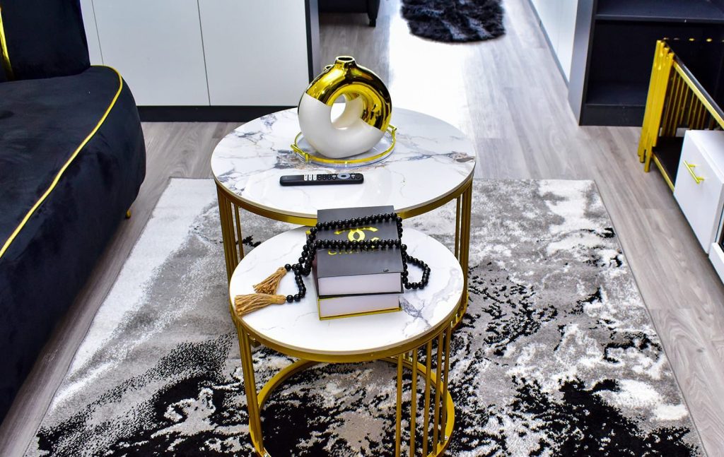 Stylish twin medium coffee tables in the living space of Airbnb Apartment in Kileleshwa Nairobi.