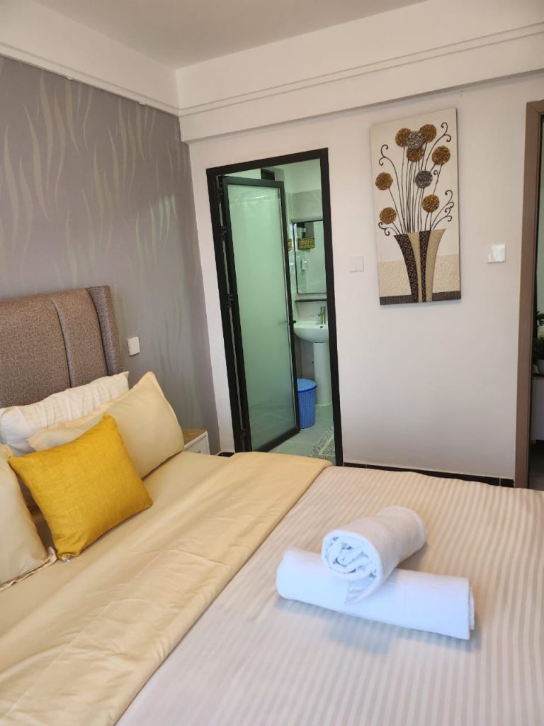 Ensuite master bedroom in a serviced 2 bedroom apartment in Kilimani Nairobi