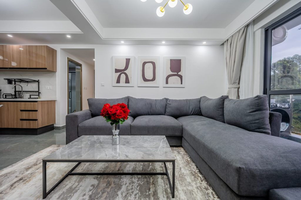 large L shaped seat at sheva suites