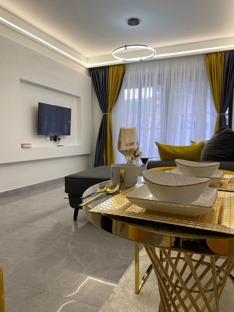 Spacious sitting area in a Kilimani rental apartment with all utilities included