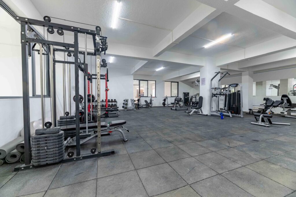 a fully fitted gym at 2 bedroom furnished apartment near juction mall
