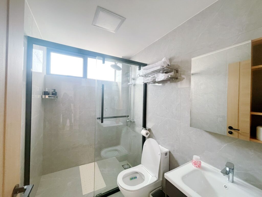the second bathroom at the 2 bedroom furnished apartment near juction mall