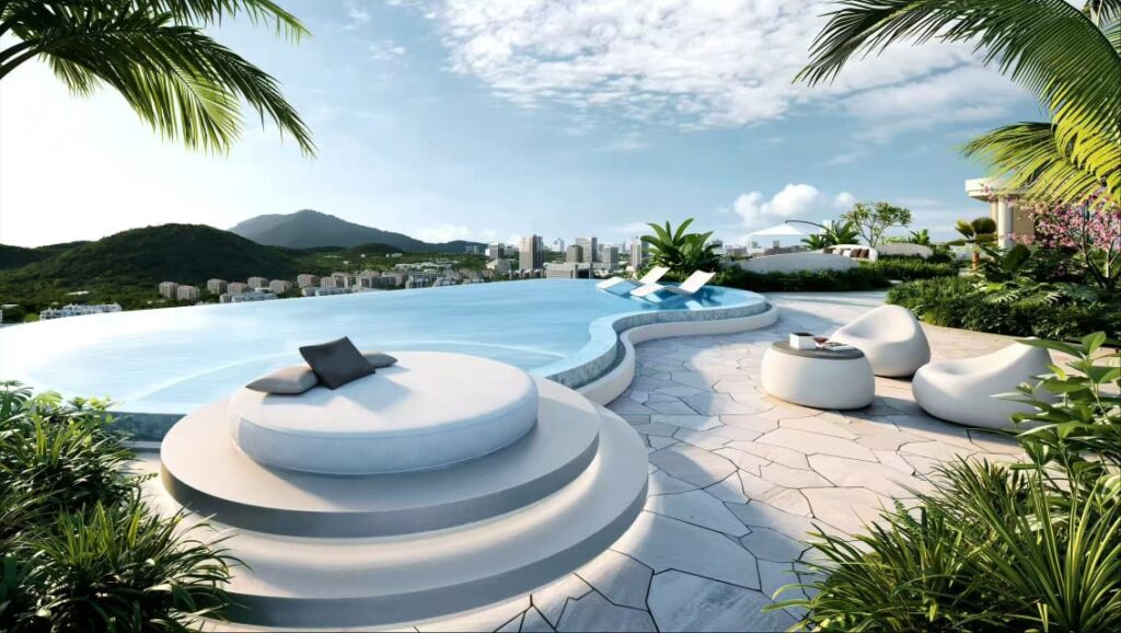 heated infinity pool at Amani Residence