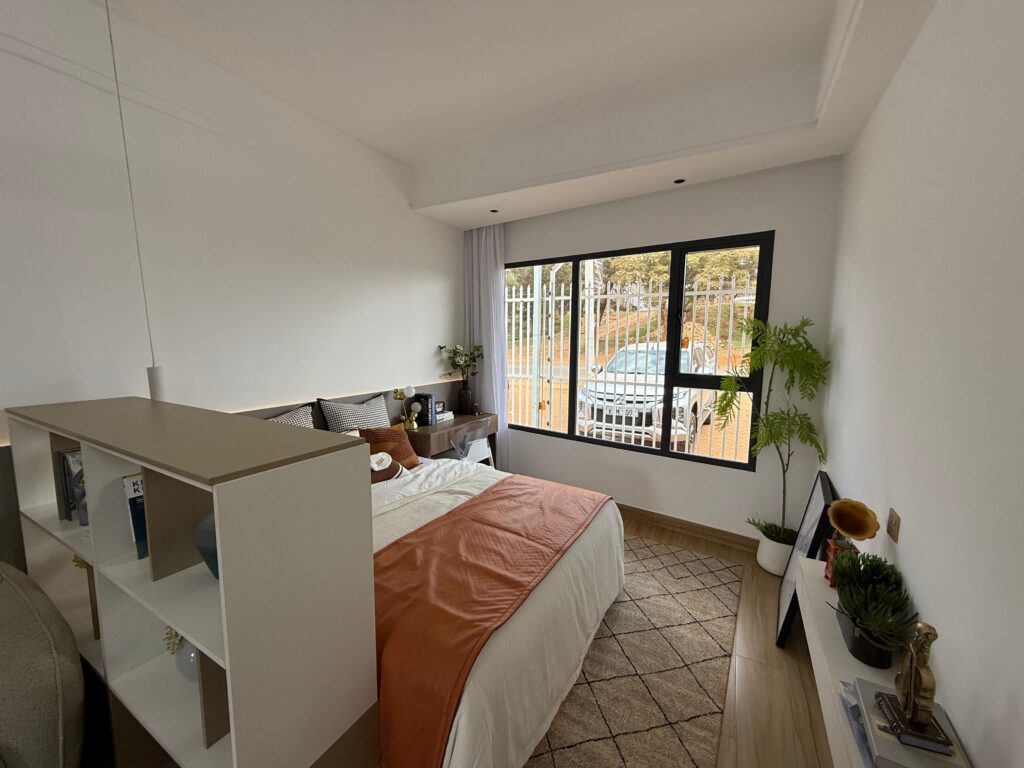 Large windows and the bed area at the Astra Bay Studio