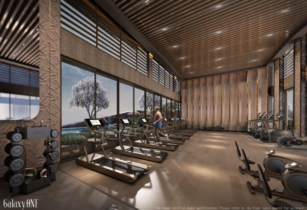 An equipped gym at Galaxy ONE