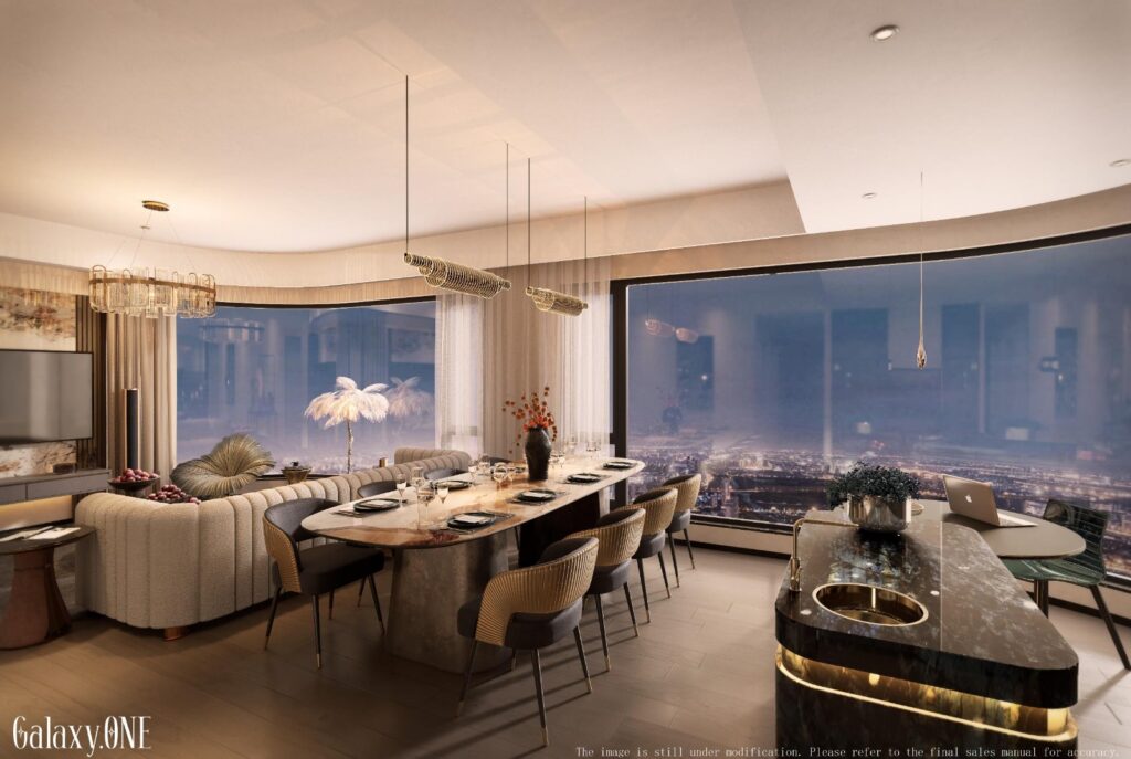 Unique lounge at Galaxy One in Westlands with large windows and elegant lounge