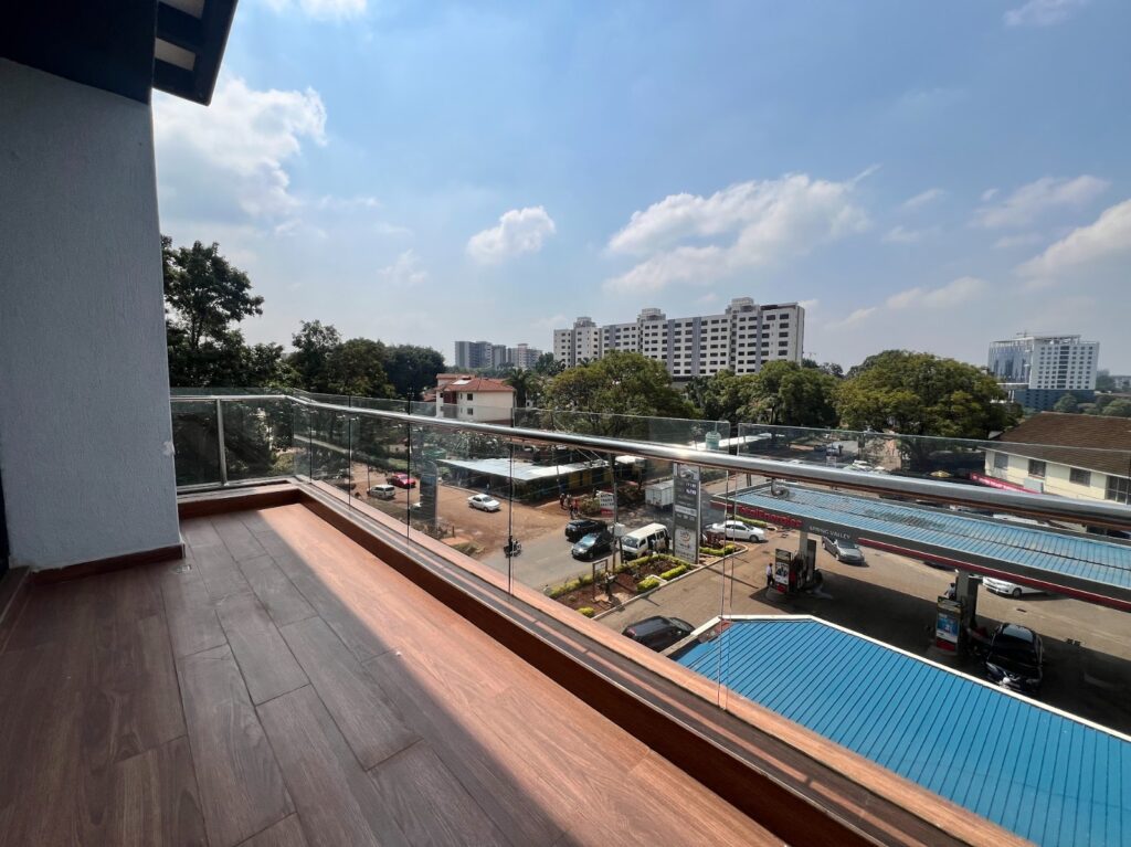 Scenic views from at large balcony at Silver Decks Apartment
