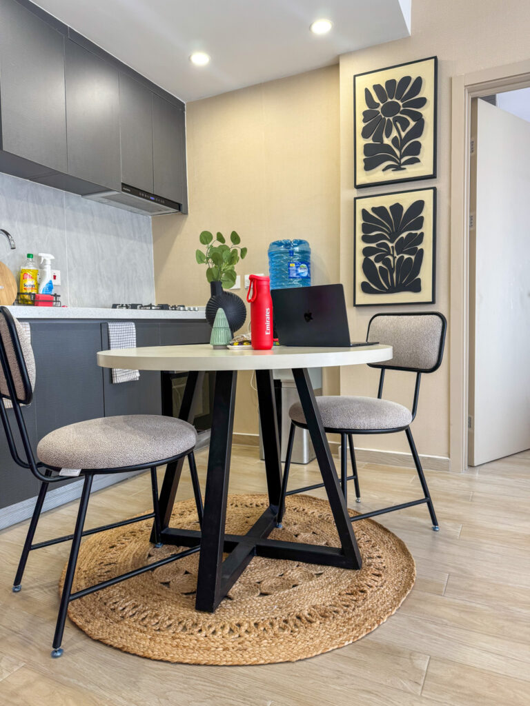 The dining area well fitted a set for two at furnished apartment at southpark apartment