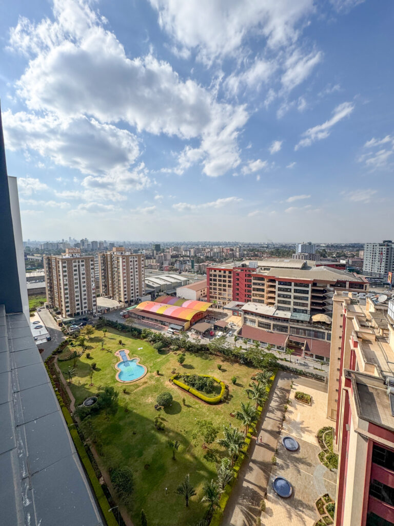 the aeriel view of swimming pool from the furnished apartment at southpark apartment
