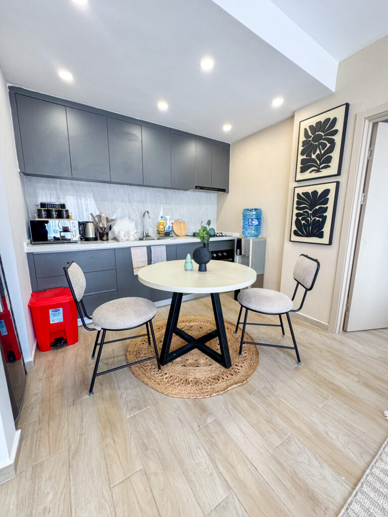 A medium dining table for two at furnished apartment at southpark apartment