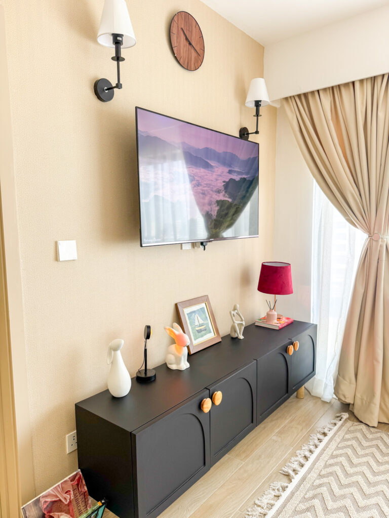 A smart tv Mounted on the wall at furnished apartment at southpark apartment