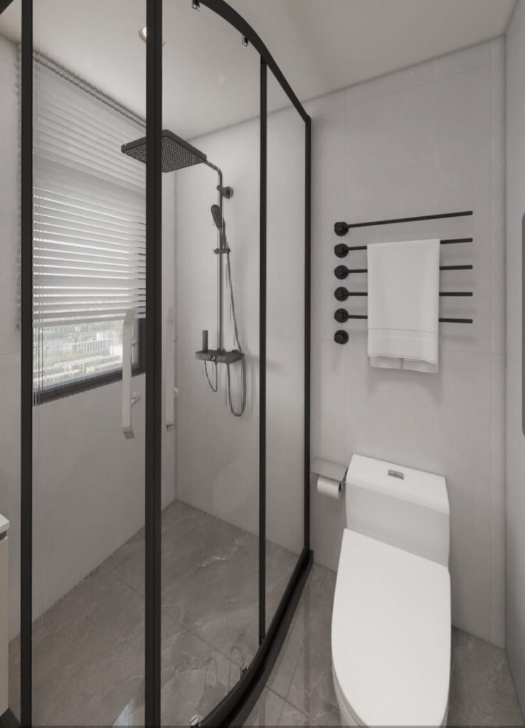 cubicle showes and a toilet at Aria Capital Residency in Upperhill