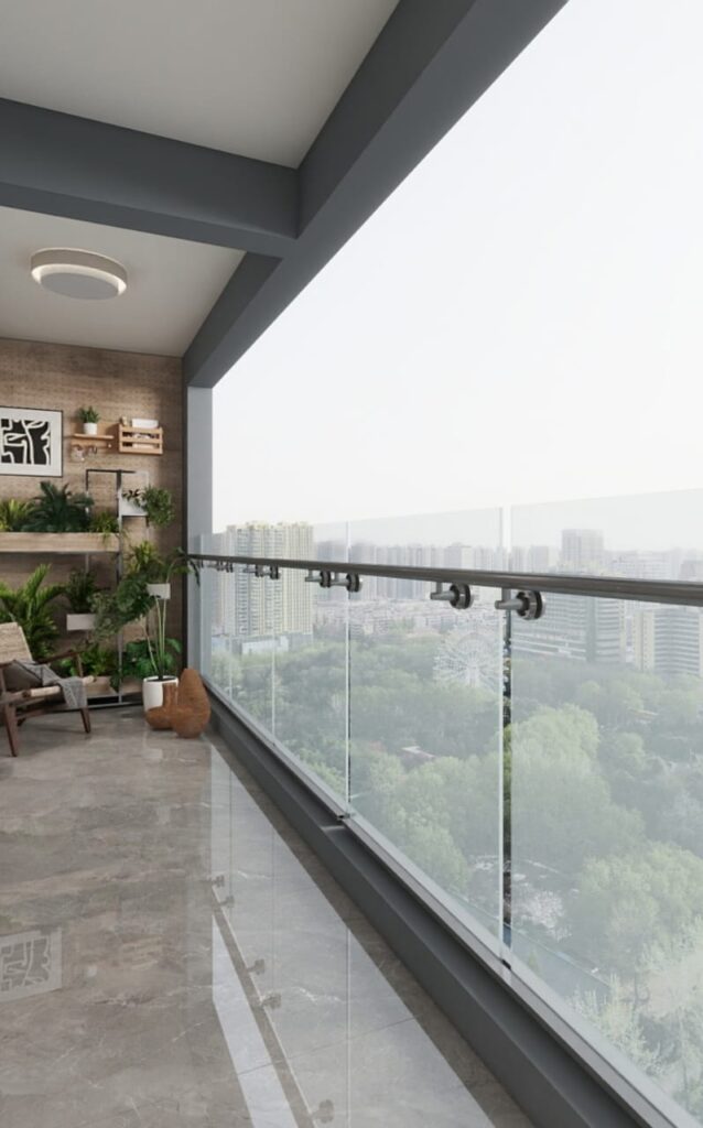 an expansive balcony with beautiful nature view at Aria Capital Residency in Upperhill