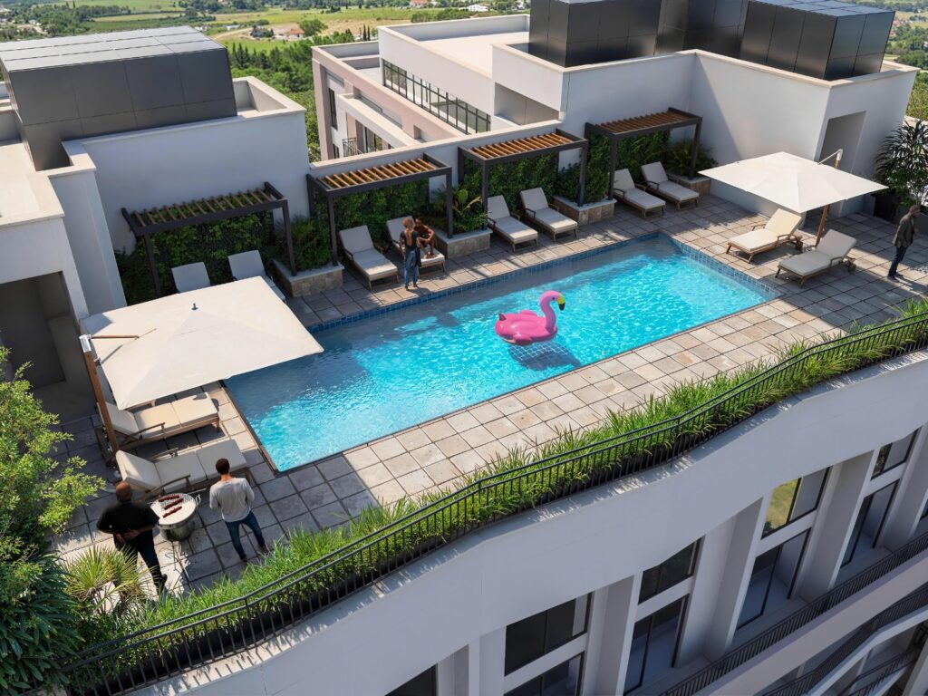 a rooftop swimming pool at Aviv Almasi