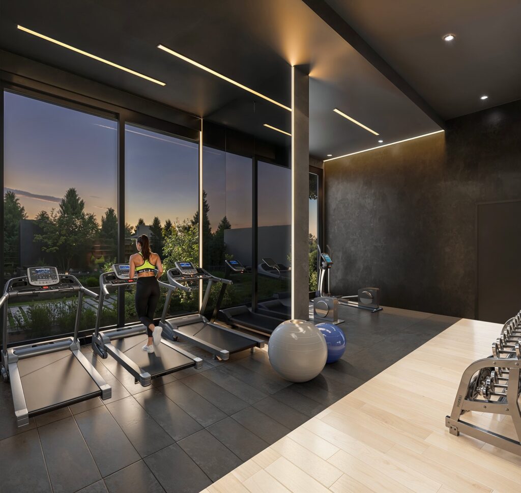 fully equipped gym at Fountain Residency Kilimani