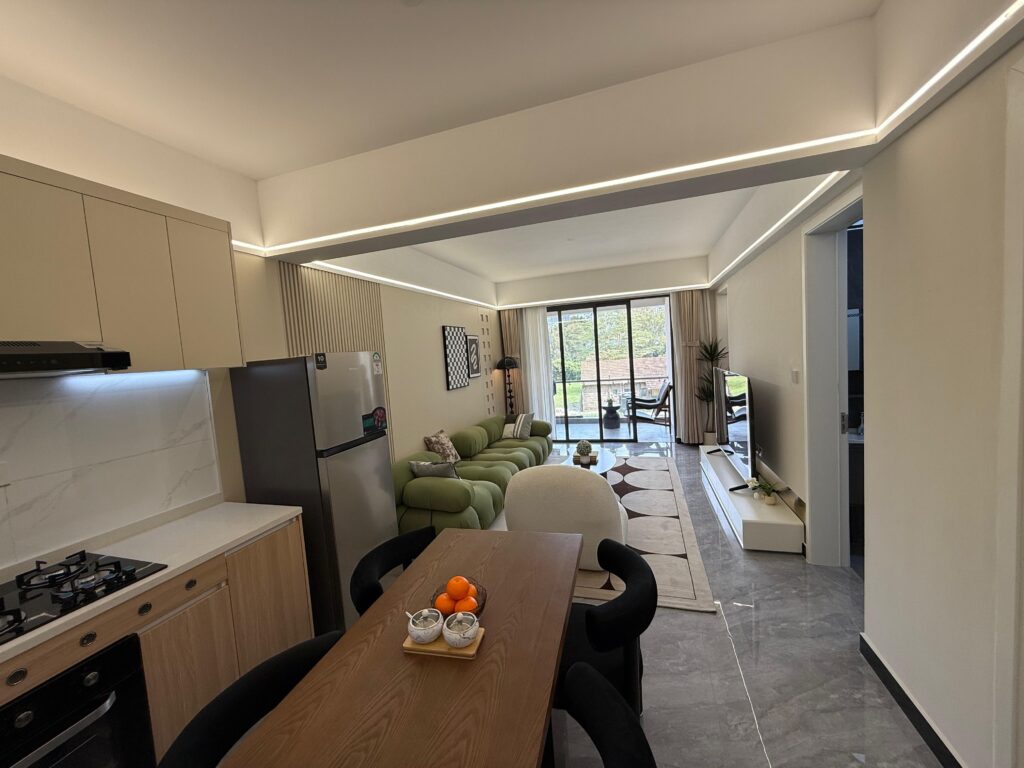 well lit lounge of the Two Bedroom Apartment on Wood Avenue