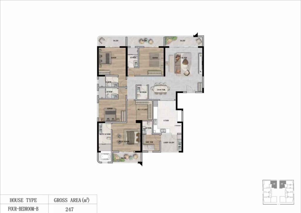 Luna Oak Residences 4 bedroom floor layout